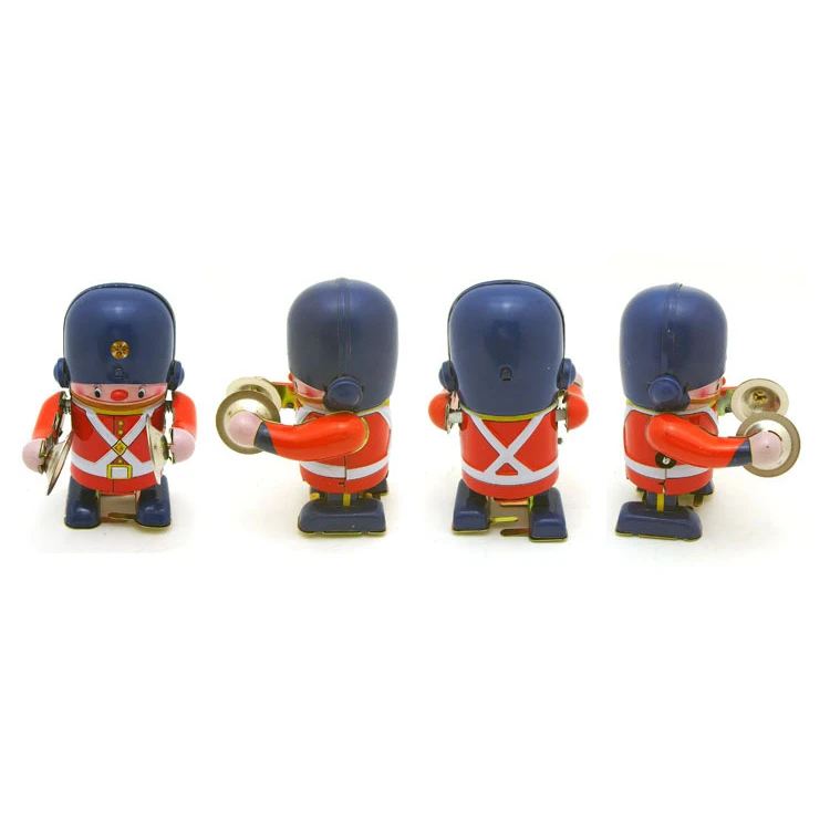 EE1340 Classic Mechanical Wind Up Toy Marching Band Robots Handmade Vintage Winder Drumming Robots Collection Clockwork Robot
