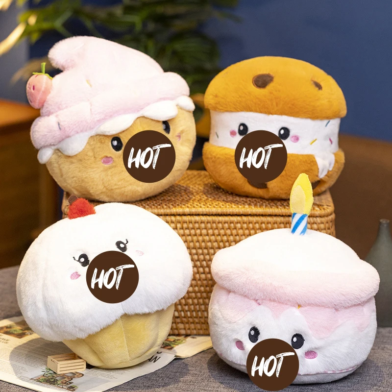 Low Price Cartoon Birthday Cake Ice Cream Plush Doll Decoration Squishy Toy