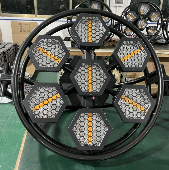 P1 MINI portman 7pcs 60w warm white +Rgb audio disco stage background led vintage Halogen matrix light LED Retro light