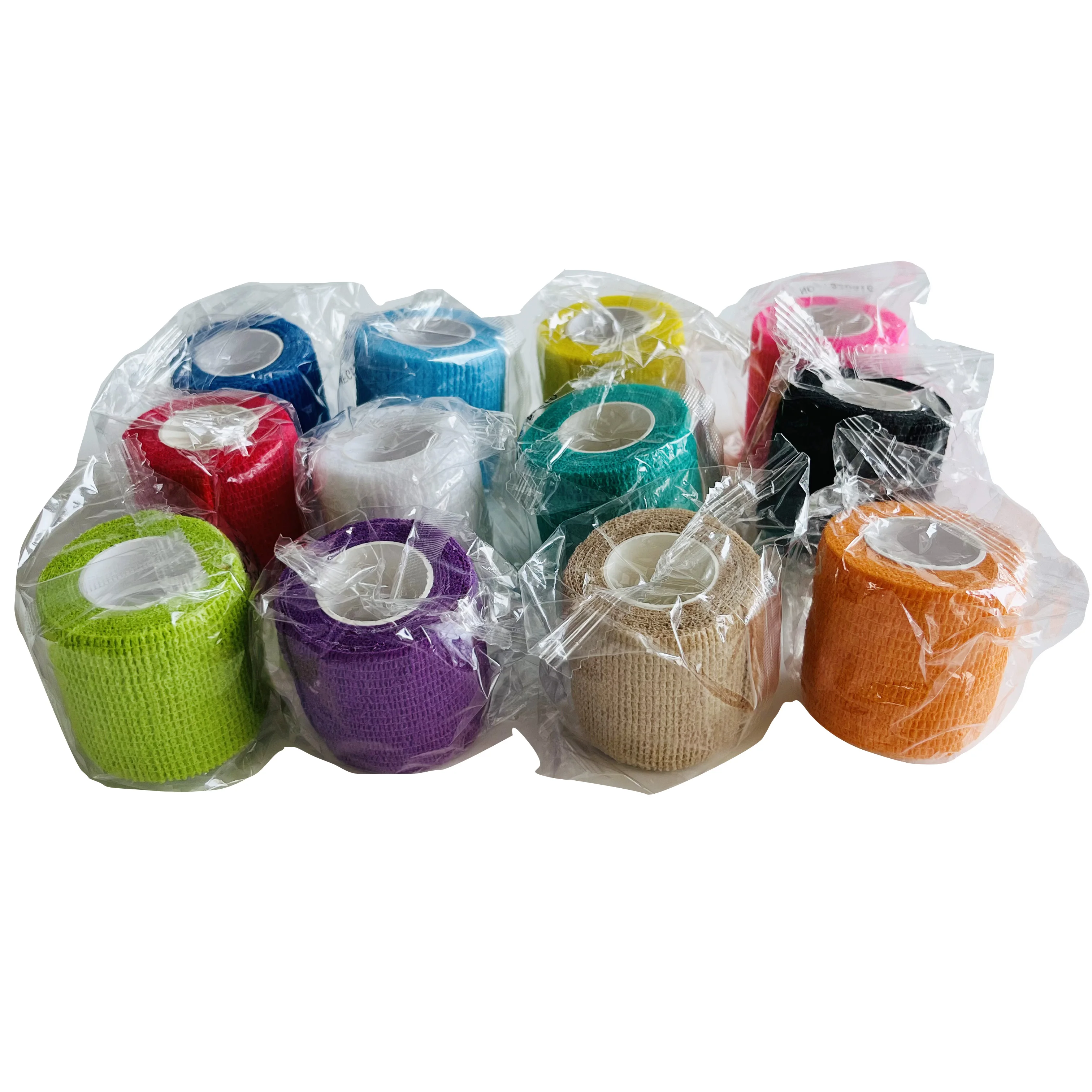 Free product sampling multicolor good breathability non-woven fabric cohesive flexible bandage for sports protection, joint fix