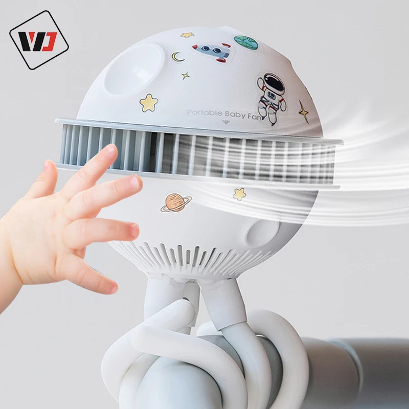 Creativity design automatic shaking of head fan baby stroller super power battery operated baby stroller fan