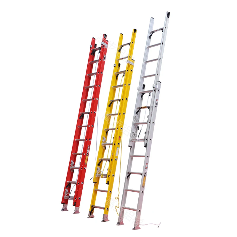 FRP insulated two sections Extension Fiberglass D-rung  Extension Ladder for electricity working