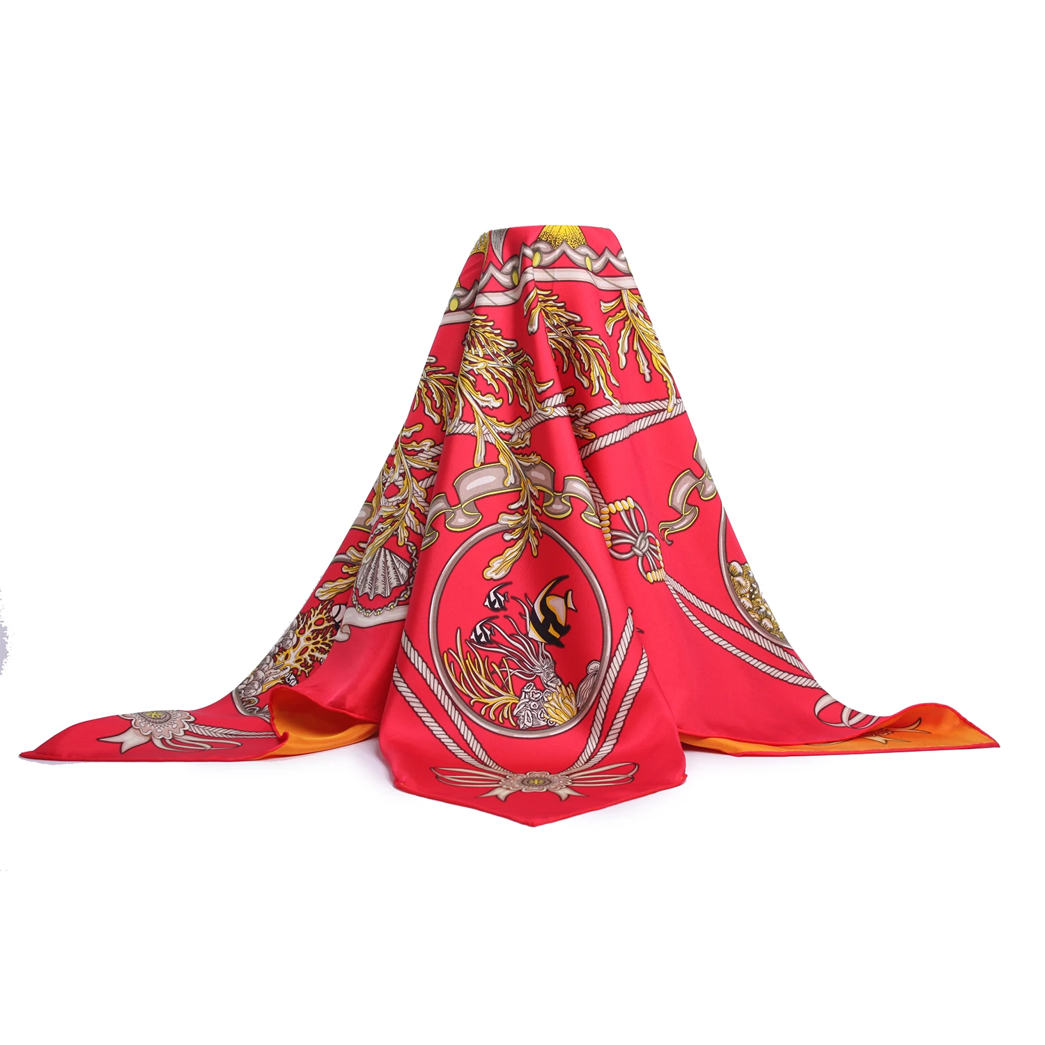 Factory Wholesale Organic Mulberry Large Silk Scarf Beautiful Appearance Ocean Pattern Pure Natural Silk Scarf For Spring Summer