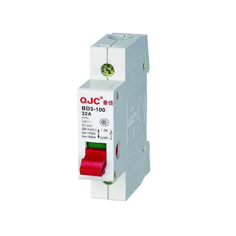  QJC Оптовая OEM и ODM BD3-100 Т-образным ремешком 32A Однофазный AC DC Миниатюрный автоматический