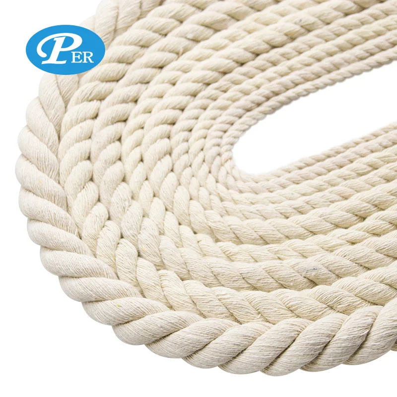 Оптовая продажа заказной естественный цвет 3 нити хлопчатобумажные скрученная веревка