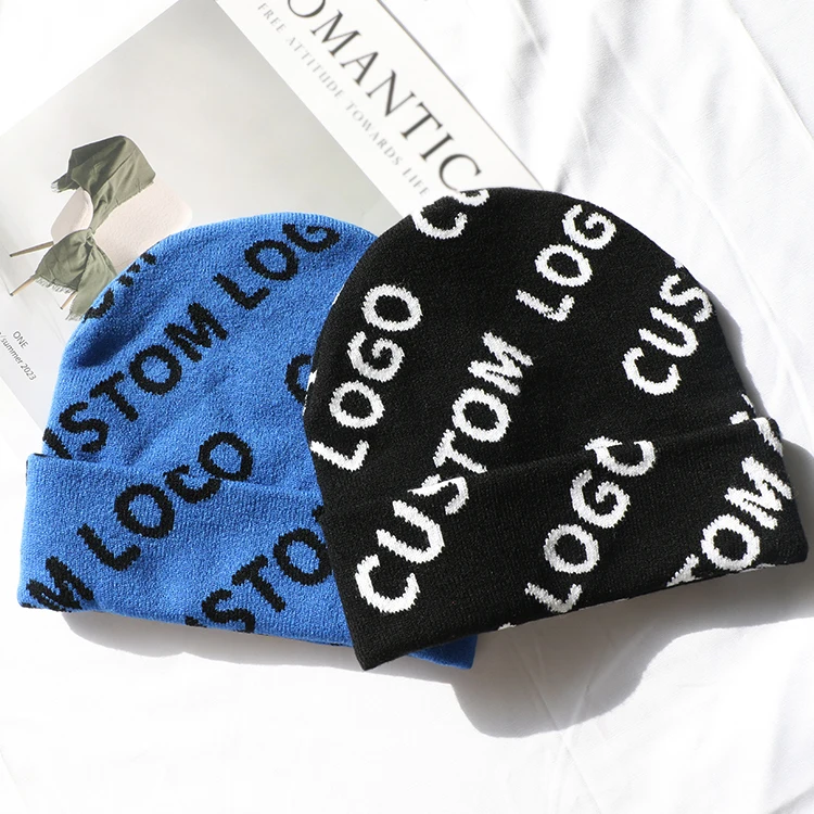 Qianzun 100% Acrylic Custom Adults Plain Toque Knitted Woven Label Beanie