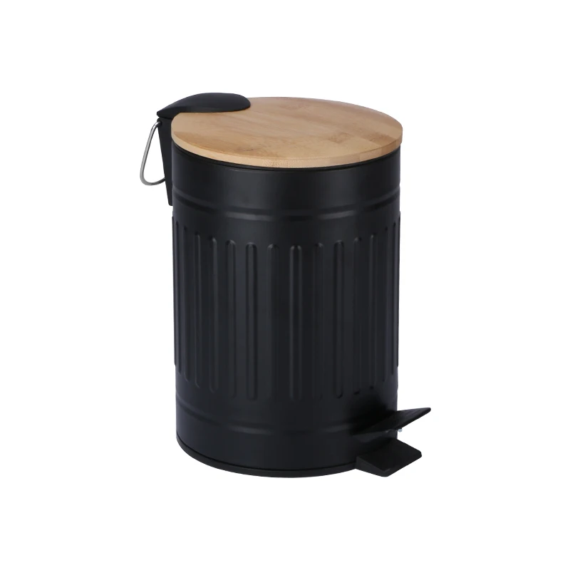 Indoor Foot Step Pedal Home kitchen Bathroom Toilet Trash Can Trash Bin Garbage Bin Innovative Dust Bin With Bamboo Lid