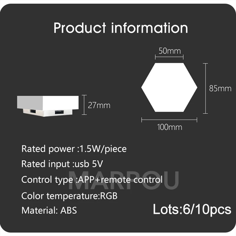 Rechargeable 5V USB Smart Decorative Wall Lamp with RGB Remote Control ABS Material for Bedroom for Hotels and Internet Cafes
