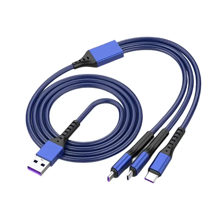 5A 66W 3 In 1 Charging Cord 120cm Micro USB/Type-c Multiple USB Mobile Phone Charging Cables