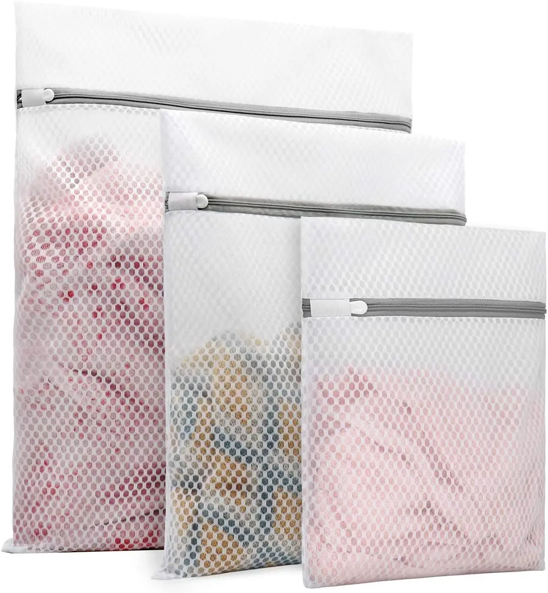 Wholesale Printed Logo Size Color Mesh Cloth Zipper Storage Goods Mesh Bags