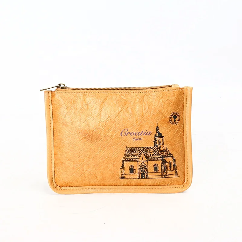 Factory custom durable coin  purse brown wallet  daily life  portable clutch bag  Tyvek  paper  waterproof  wallet
