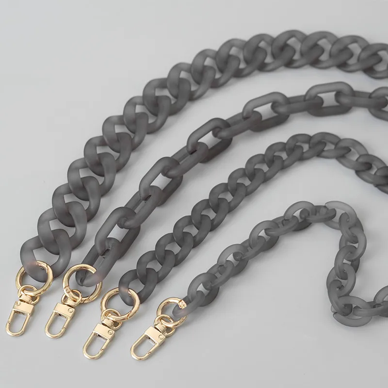 REWIN Vintage Matte Grey Cuban Necklace Link Acrylic Chunky Chain for Ladies Bags Handbags Hanger