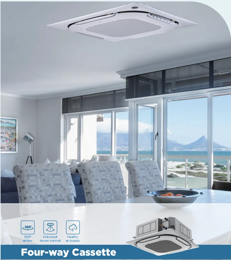 Midea commercial hvac system Individual Louver Control four way cassette 9kw 30.7kbtu central air conditioner for Residential