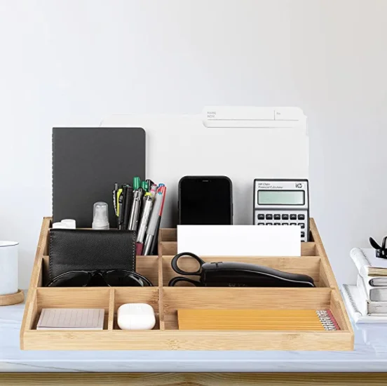 Многофункциональный бамбуковый органайзер для канцелярских принадлежностей