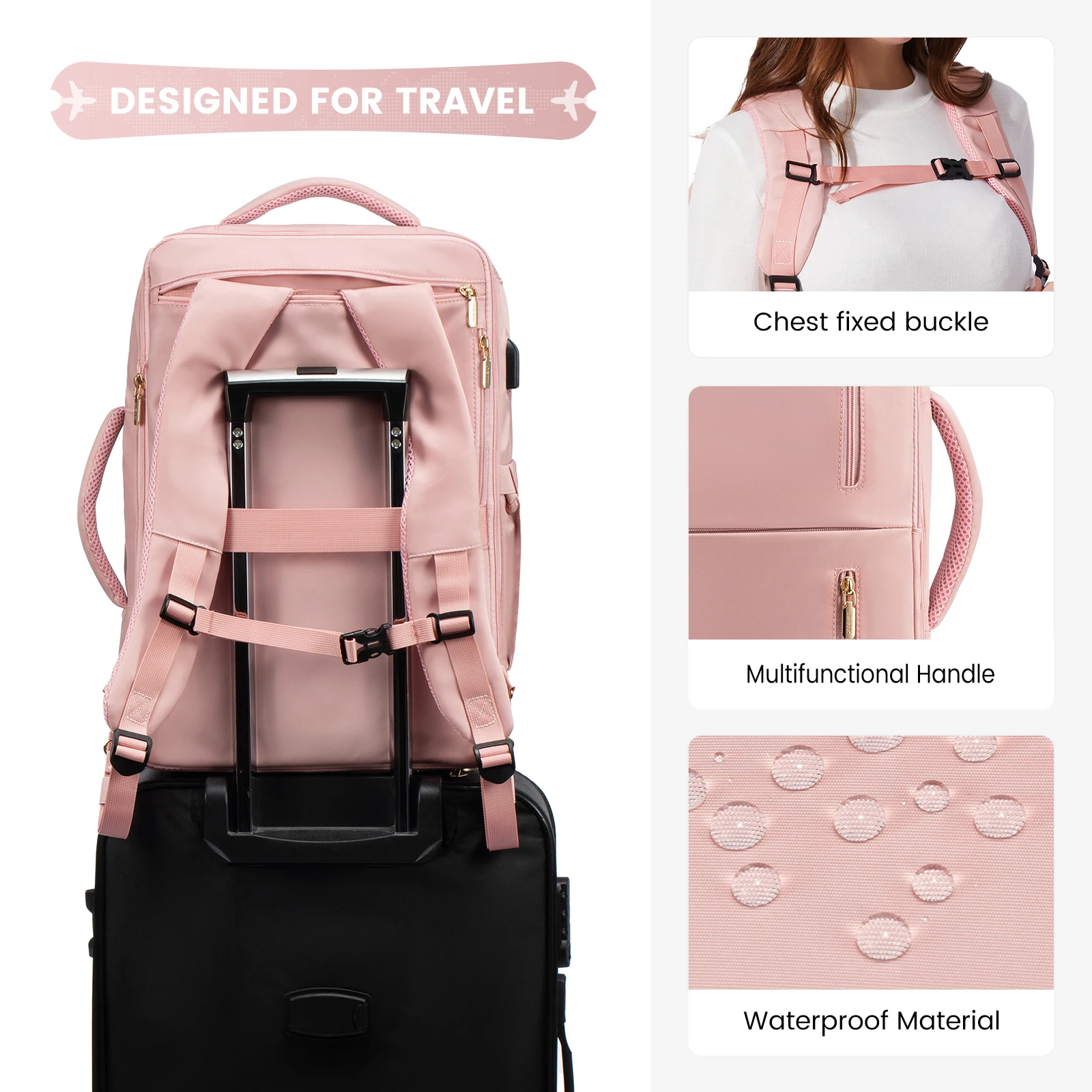 High Quality Travel Backpack with 6 packing cubes large Laptop Bag Luggage Suitcase with USB Port Outdoor Travel Backpack Unisex