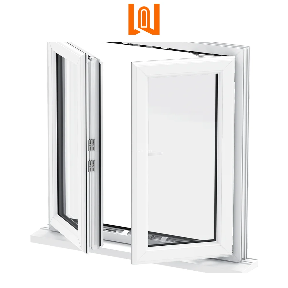 WANJIA European design soundproof UPVC casement window house vinyl courtyard PVC windows french windows