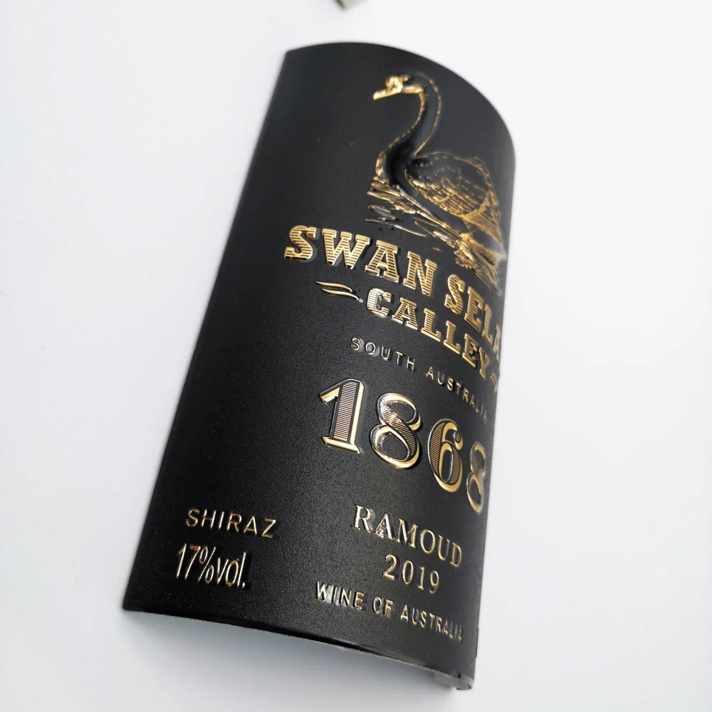2020 custom embossed aluminium metal wine label design  metal stickers