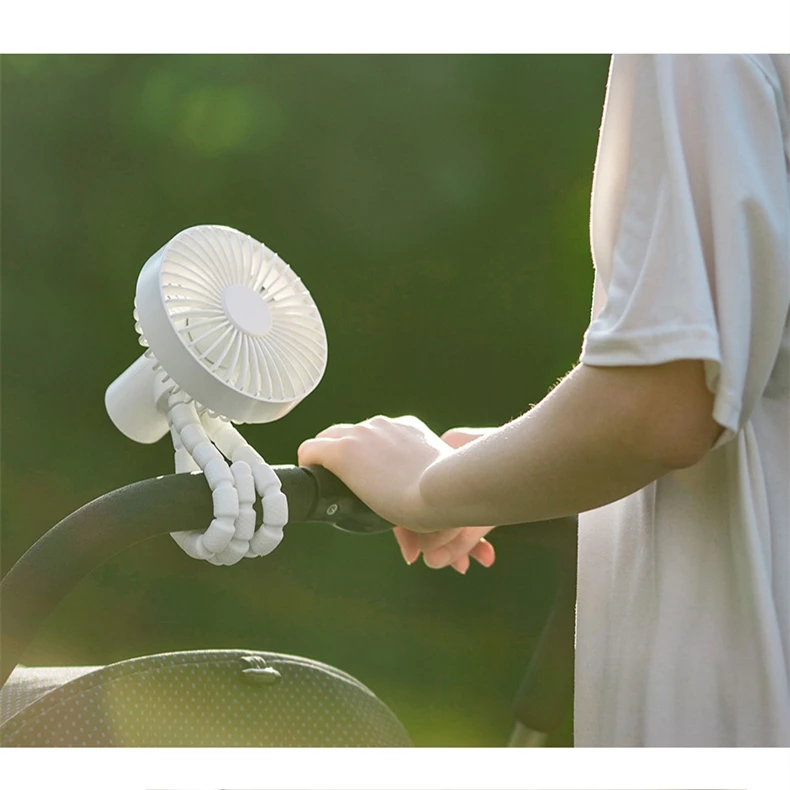 2021 Портативный USB перезаряжаемые портативный мини-вентилятор с гибким штативом 3 Скорость вентилятор на шее для велосипеда/детская коляска/автокресла/Товары для офиса