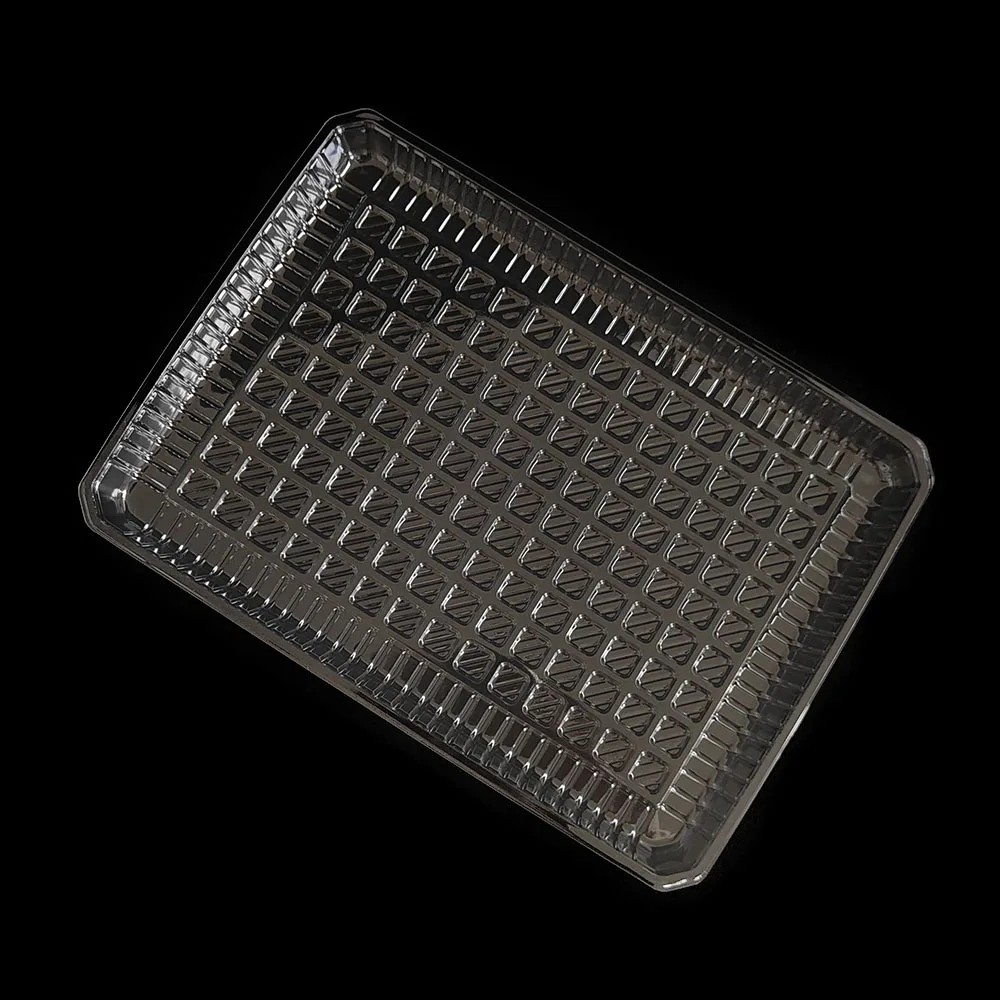 Rectangular Disposable Plastic Food Container Blister Mushroom Packaging Square Pattern Pet Packing tray