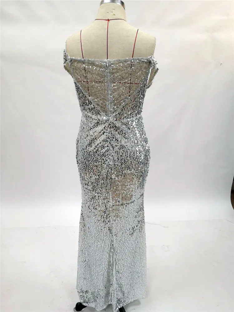 Ladies Off Shoulder Sexy Plus Size Long Mermaid Elegant Beaded Dress Luxury Party Maxi Sequin Evening Dresses Abendkleider