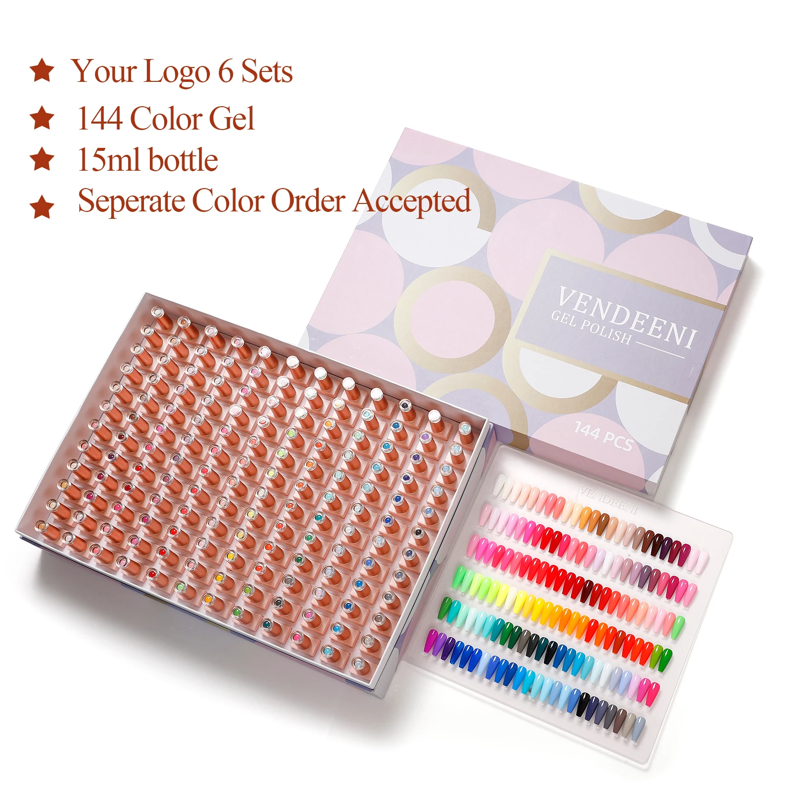 Custom logo OEM 144 Neon colors Kit Gel Nail Polish Soak Off Private Label Gel Polish Set Bottle and Packaging Gel Polish Set