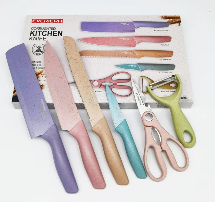 Amazon hot selling 6pcs Kitchen non-stick Stainless Steel Kitchen Knife Set