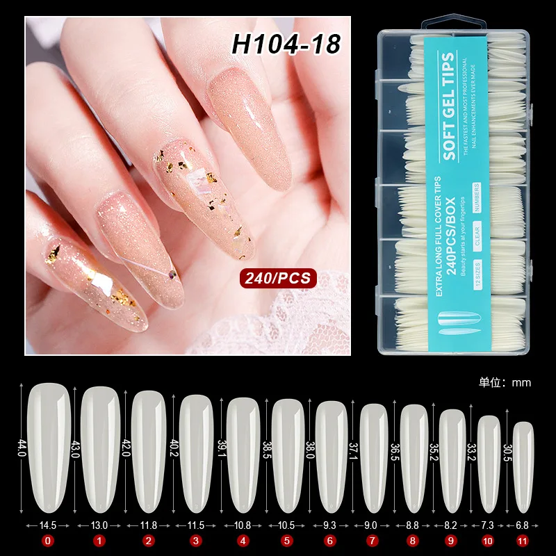 Hot Sale  Artificial False Press On Nails Clear XXXL Super Long Traceless Soft Nail Tips  For Nail Salon Gel Design