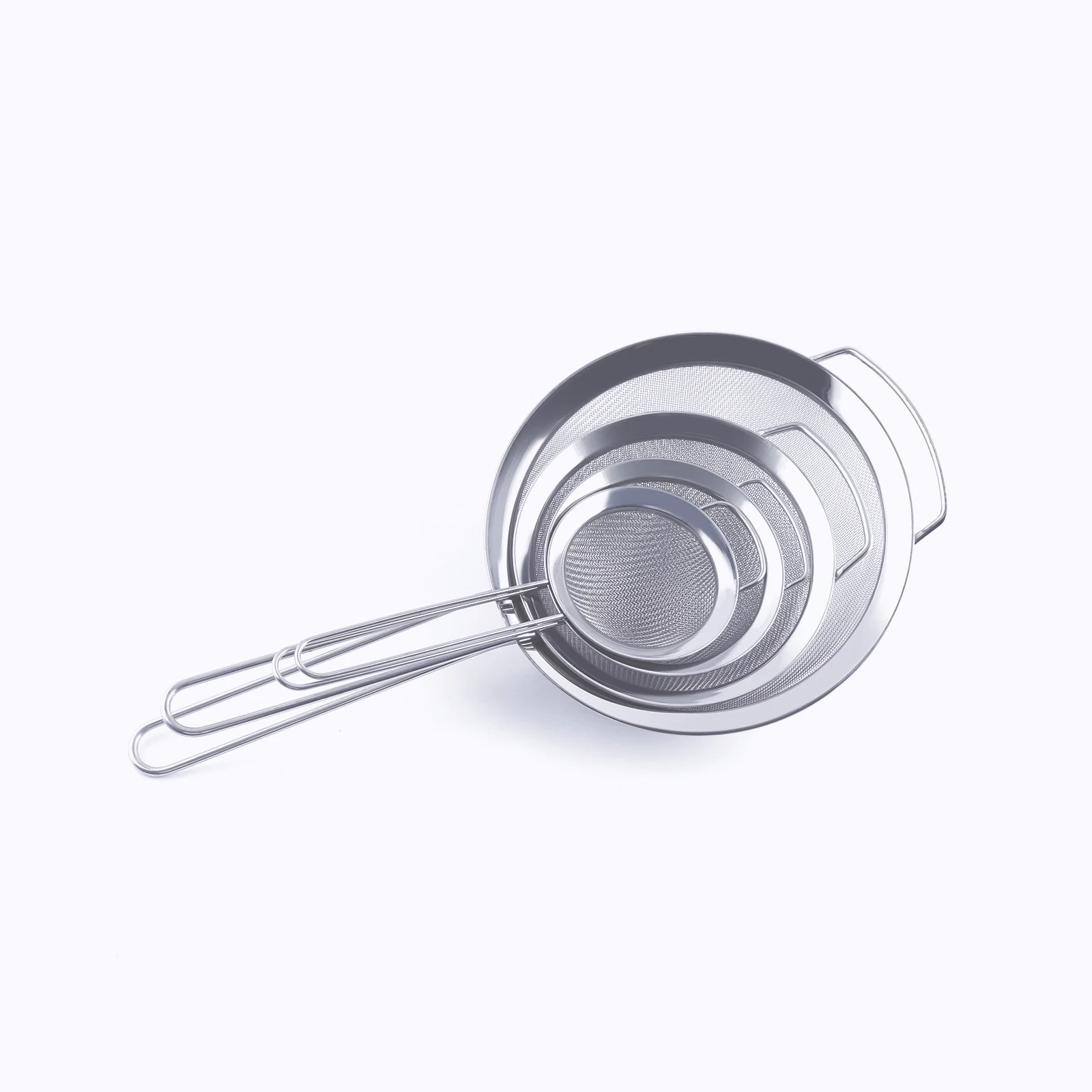 Сито для сита из нержавеющей стали с длинной ручкой для кухни, различные размеры