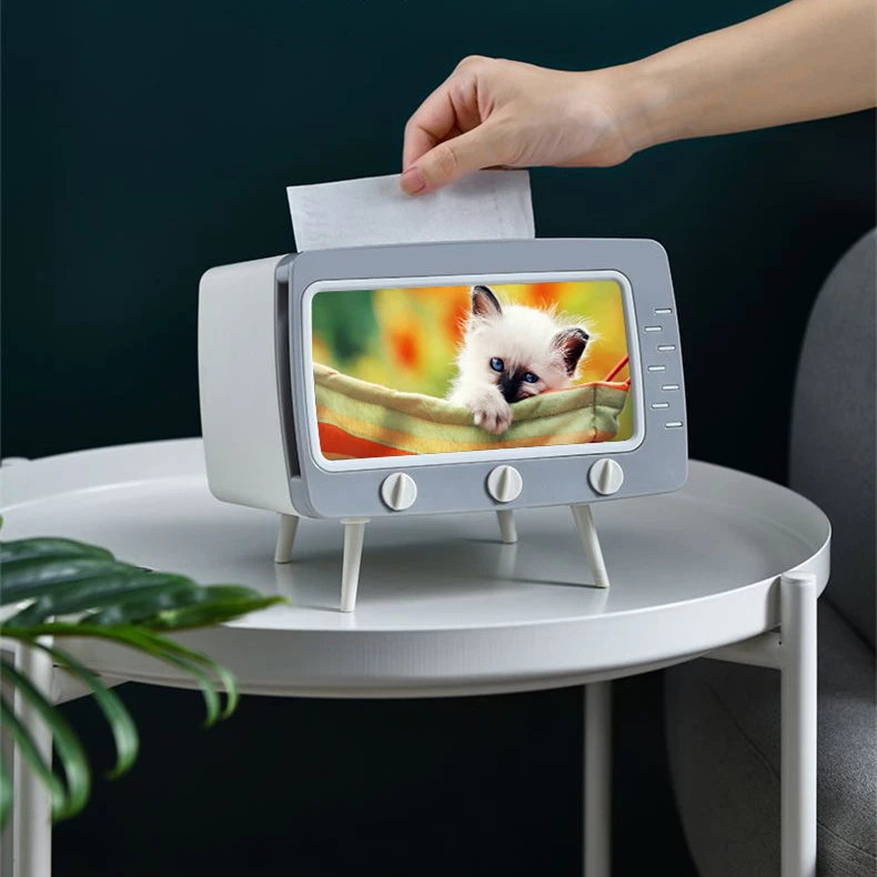ABS Hands Free TV Shape Cell Phone Holder And Tissue Holder Box