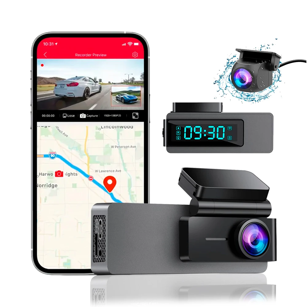 Car Camera Dash Cam Front and Rear 2K+1080P Built-in WiFi  for Buses Trucks Trailers with Super Night Vision
