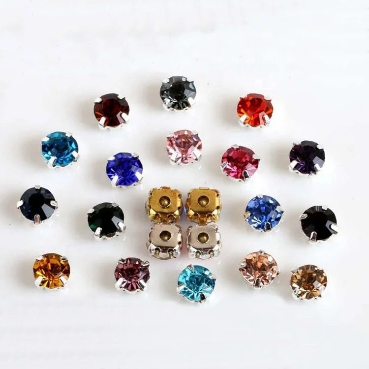 Оптовая продажа стеклянные стразы для шитья плоская задняя сторона Хрустальное стекло золотой коготь пришивные платьев поделки своими руками