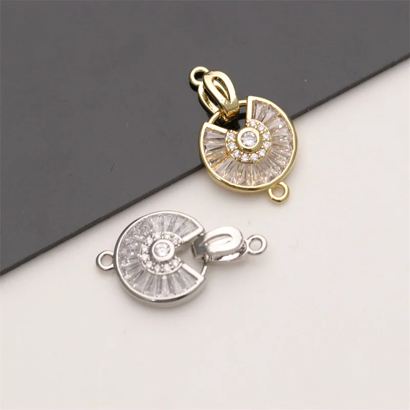 New Design Jewelry Accessories 18K Gold Silver Plated CZ Pave  Round Connectors Bracelet Clasps