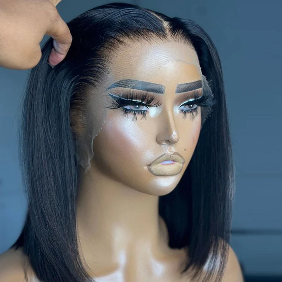 Bob Wig Glueless Human Hair Pre Cut 13x4 HD Lace Front Wear and Go Glueless Wigs Human Hair Short Straight Bob Wig