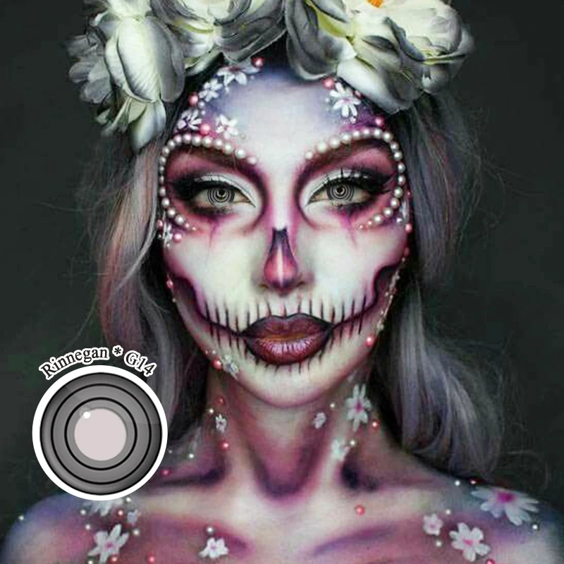 Cosplay Crazy Halloween Yearly Color Lens Spiral D1 Black White Rinnegan Contact Lenses