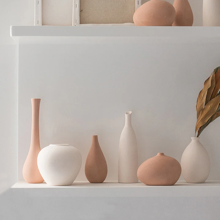 
Ins Simple And Elegant Ceramic Vase Flower Arrangement Decoration Pottery Vase White Vase Flower 