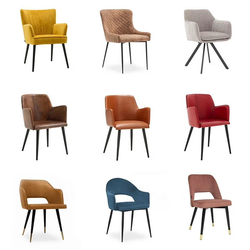 2023 new modern restaurant cloth Fabric Dinning Chairs art pink dining chair metal leg