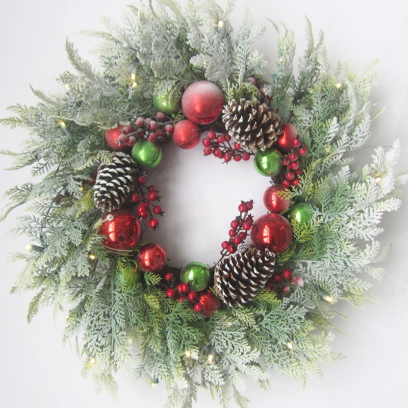 Hot sale Christmas wreath with lights wreath PVC 60cm Christmas wreath decorations