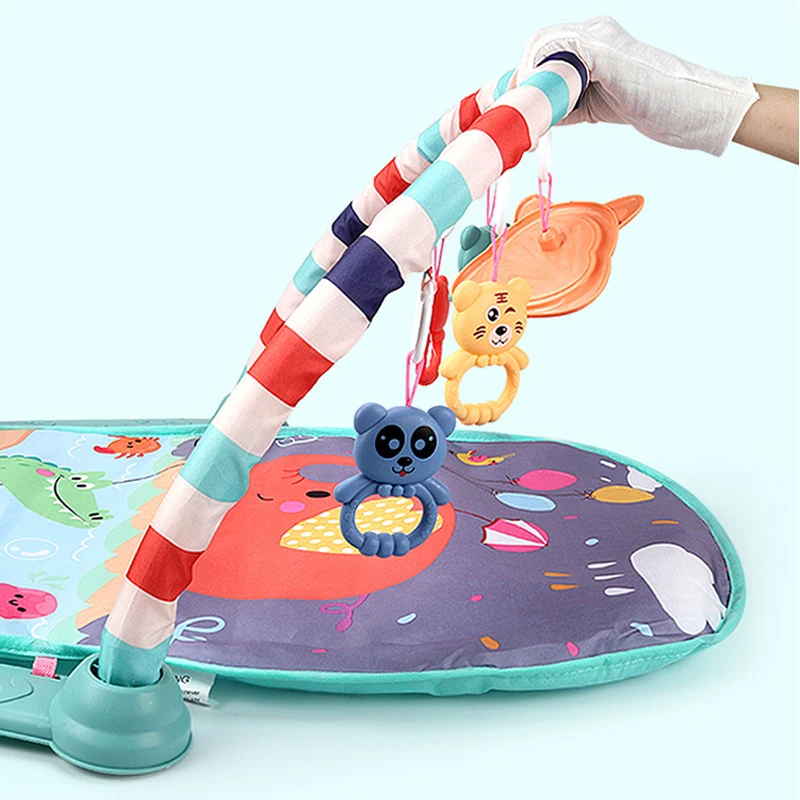 Multi-function Baby Play Mat Round Soft Carpet Musical Pedal Keyboard Crawl Activity Fitness Gym Baby Piano Mat with Teethers