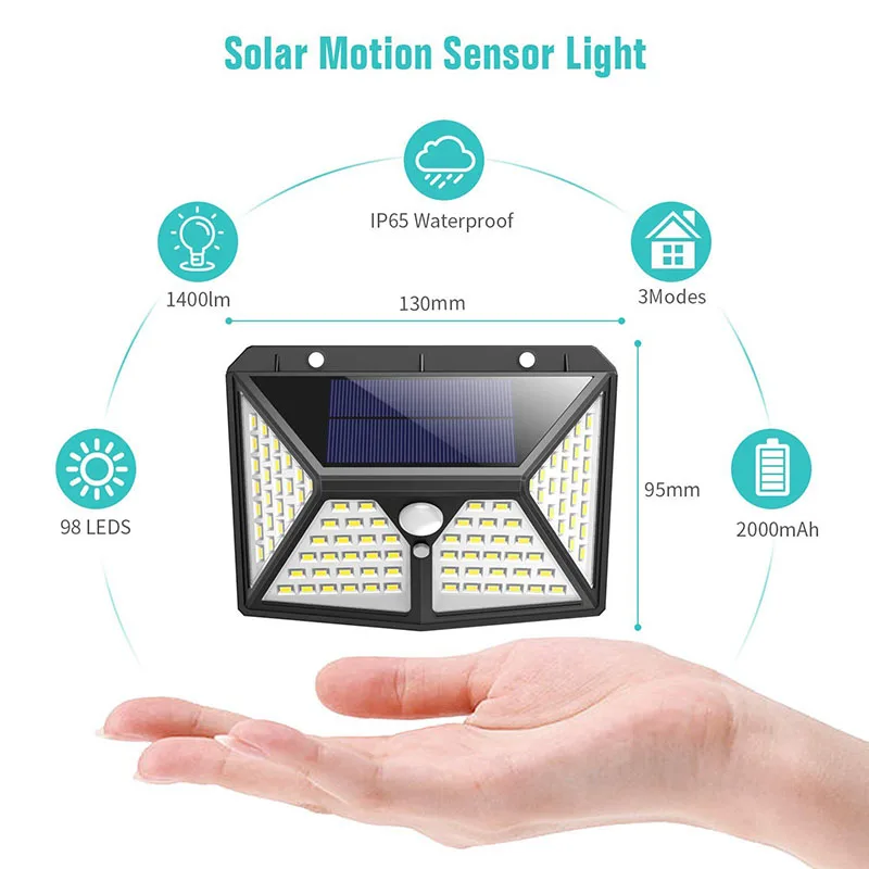 
IP65 Best factory hot sell solar garden wall light gate light motion sensor solar panel light 