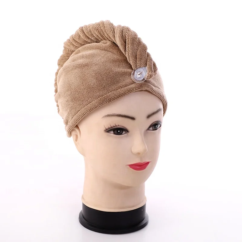 Wholesale custom towel for hair drying Spa Wrap plush Hair Head Turban Microfiber Towel microfibre hair towel wrap
