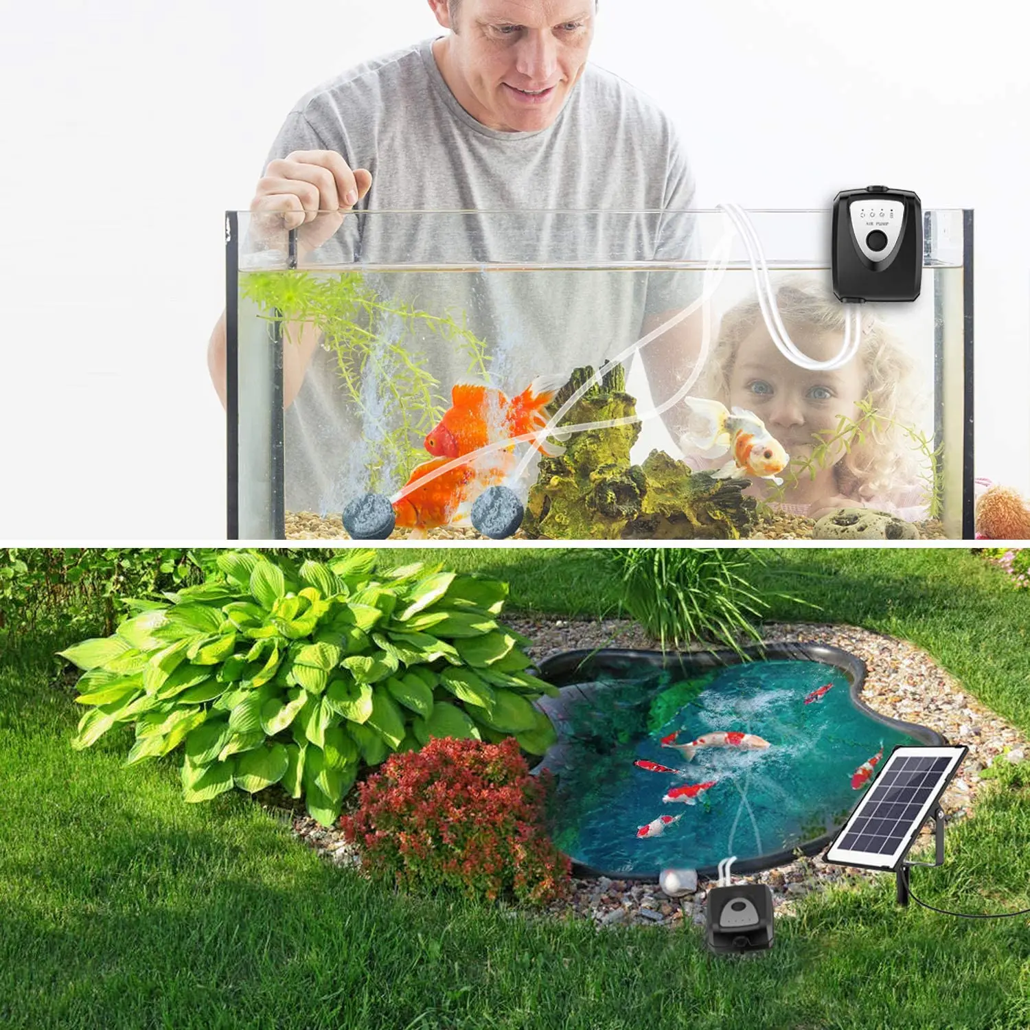 New Aquarium Air Oxygen Pump solar powered Fishing Oxygenator for Fish Tank