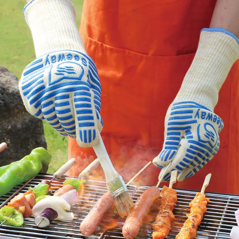 Seeway Triple layer Five Fingers 1472F heat Gloves For BBQ Grilling