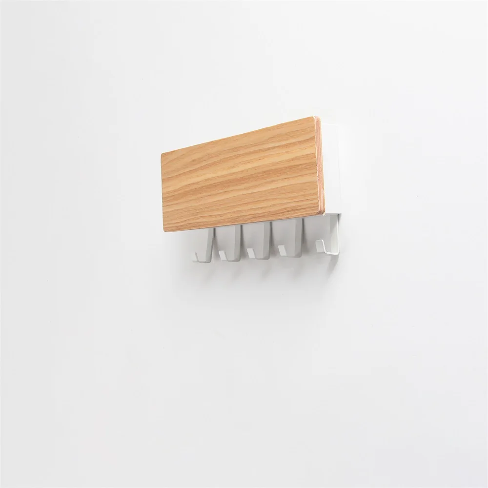 Maxery Wall Shelves Wood Mail Sorter 5 Hooks Decorative Key And Mail Holder Wooden key holder for Key Storage