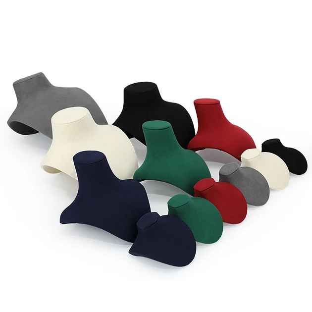 SKQ Jewelry display Prop neck microfiber metal rack display props jewelry display mannequin