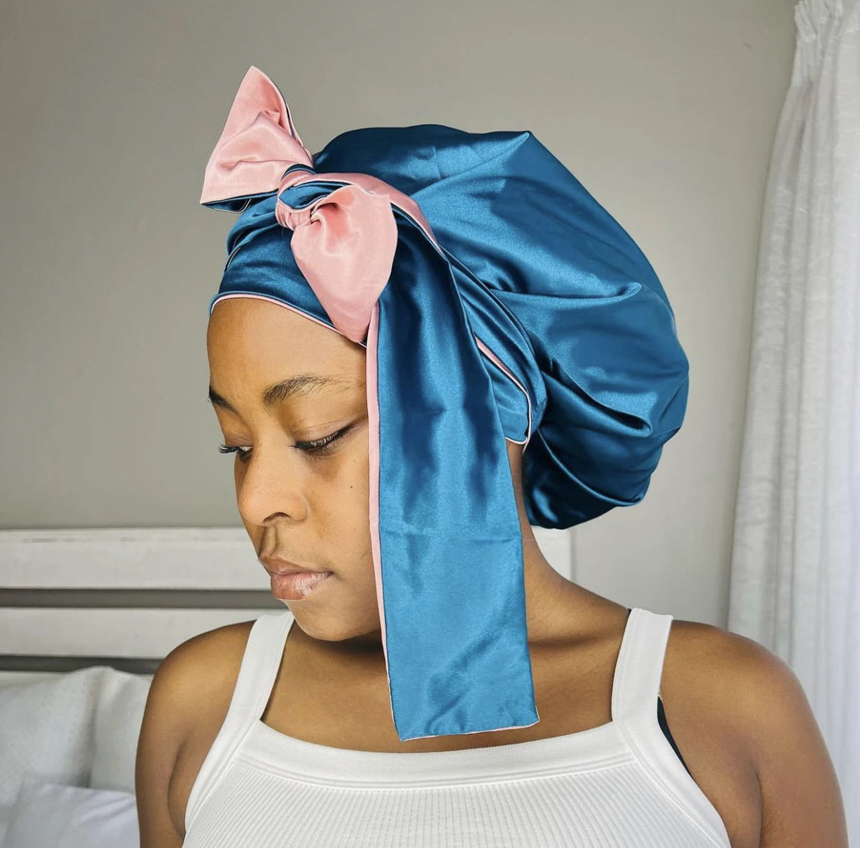 Best Selling Bonnet Satin Double Satin Lined Silk Bonnet with Custom logo Adjustable Reversible hair sleep hat bonnet