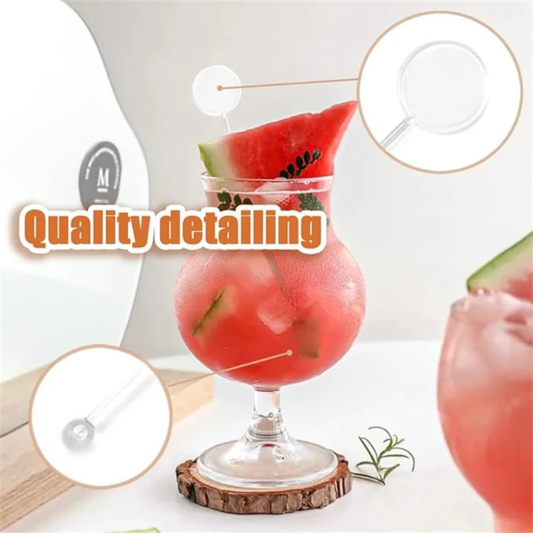 Cocktail Swizzle Sticks Plastic Disc Top Drink Stirrers Transparent Bar Drinks Mixing Rod for Coffee Whiskey Beverage