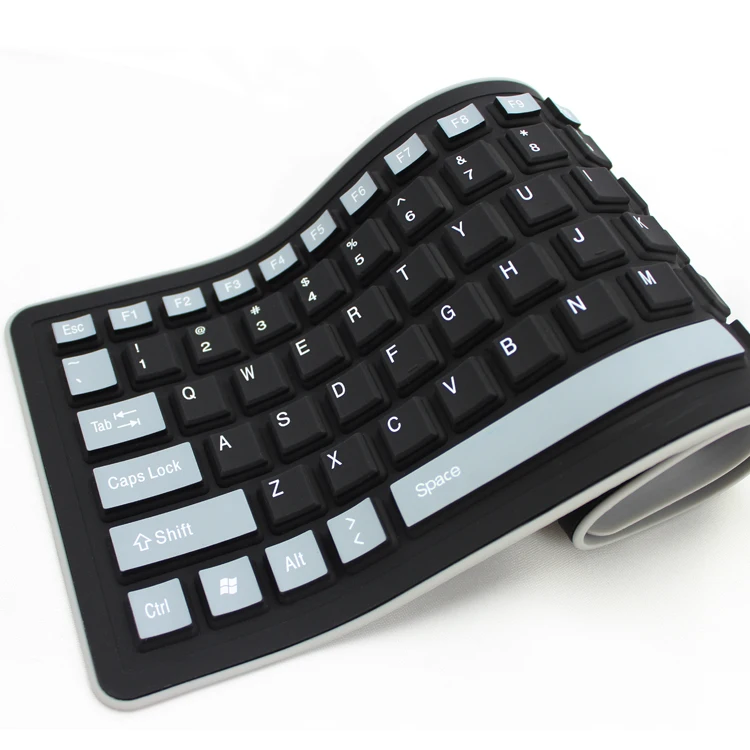 high quality office USB computer flexible foldable waterproof silicone keyboard