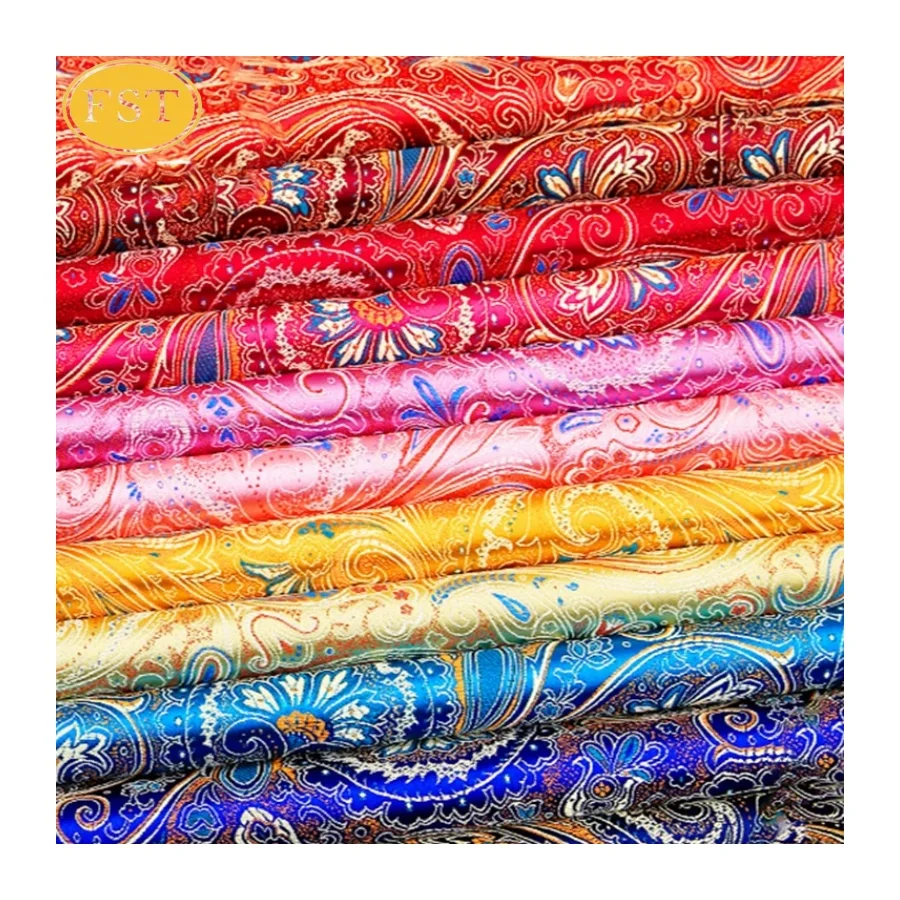 Wholesale high density nylon printed fabric satin brocade jacquard fabric luxury free sample jacquard brocade fabric for dress