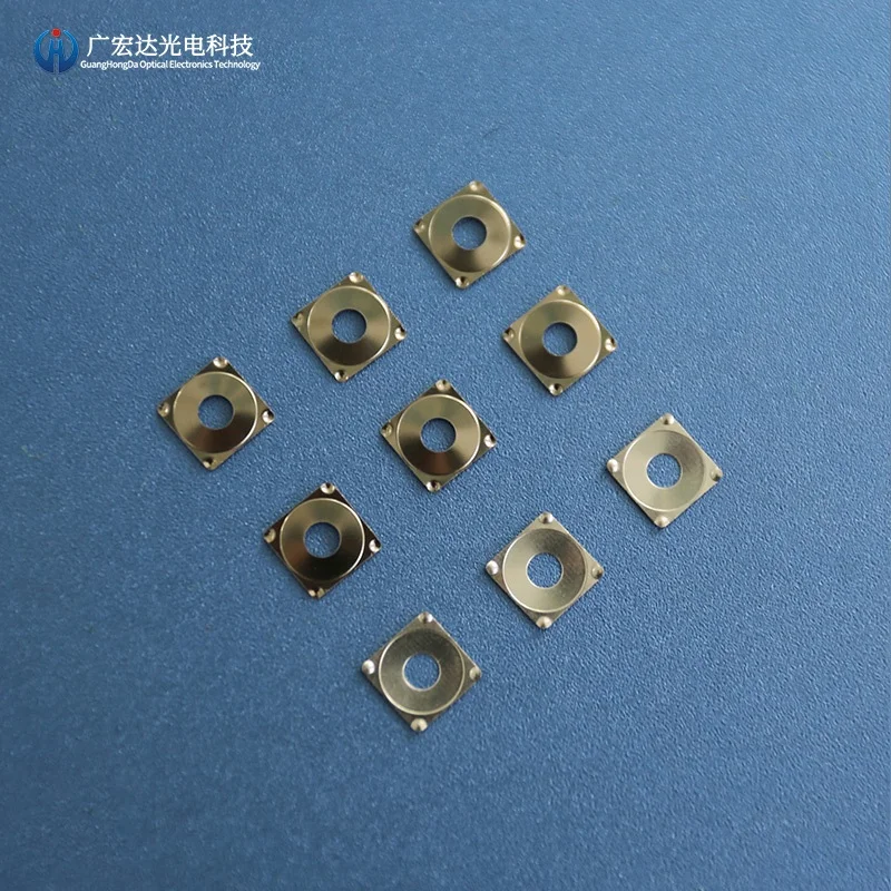Custom OEM Factory 7.4mm square Tactile Metal Dome With Hole for automotive keypad