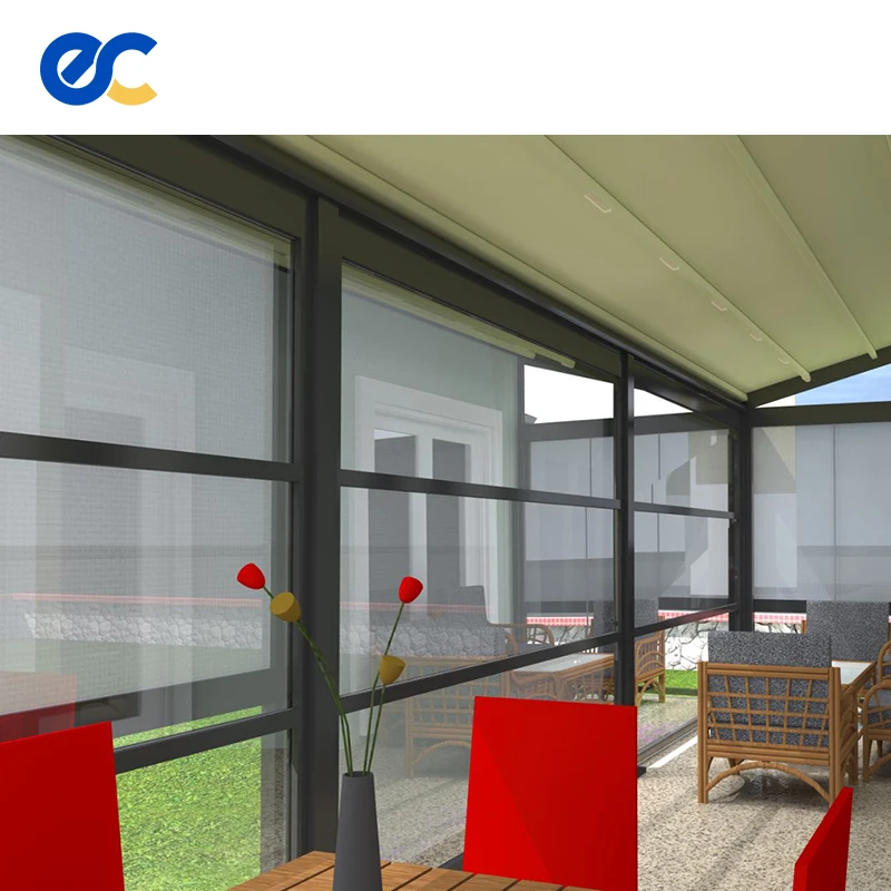 Electric Panorama Aluminum Frame Outdoor Cafe And Shop Vertical Lifting Window